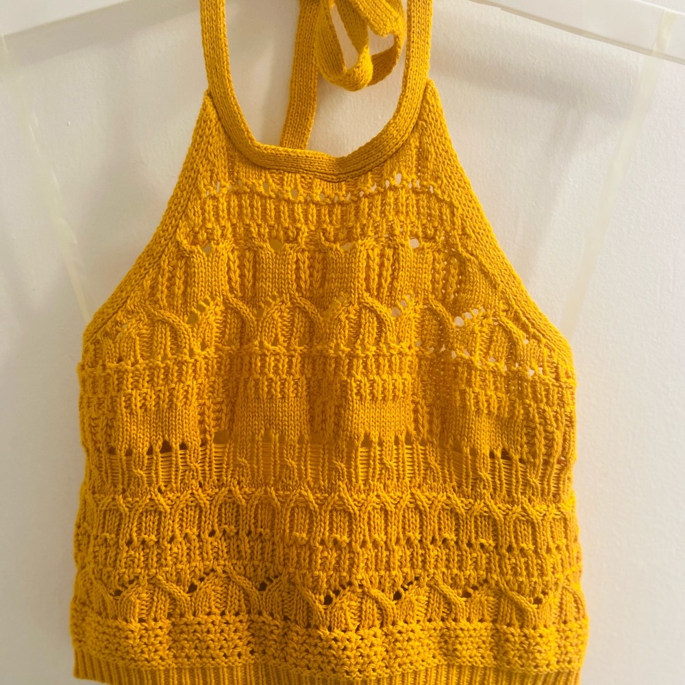 Crochet Halter Tank Top (Sunflower-Dandelion Yellow)